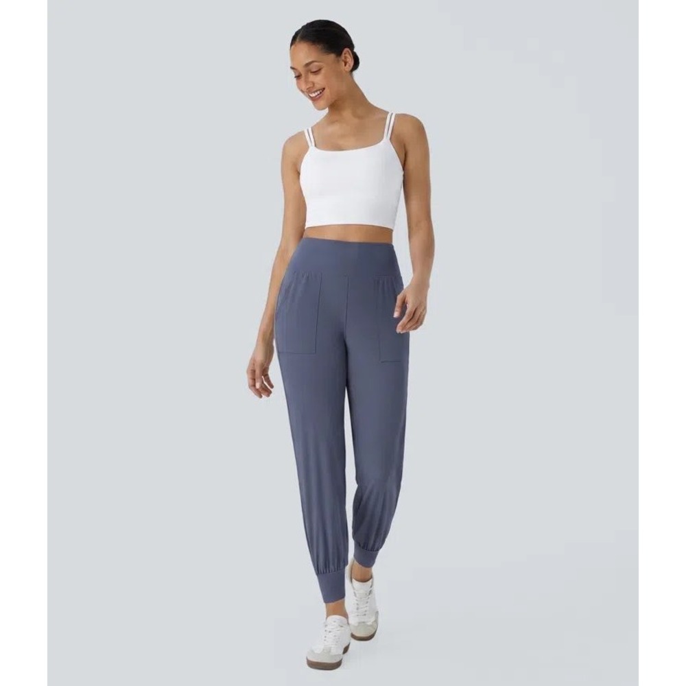 Halara High Waisted Joggers Cargo Pockets Blue Activewear Pants XL Regular